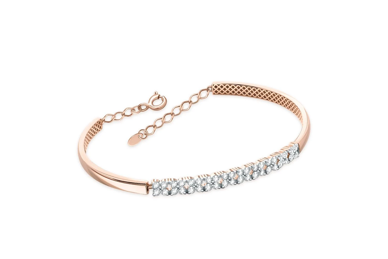 Браслет Цветок из красного золота с 40 фианитами