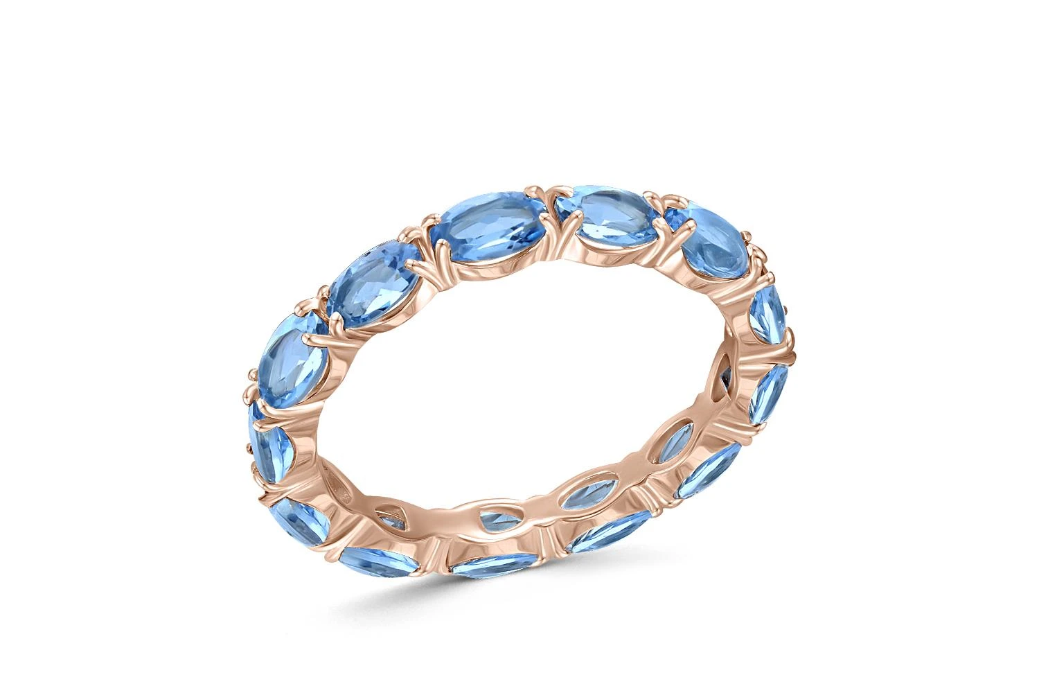 Кольцо Дорожка из красного золота с 12 топазами swiss