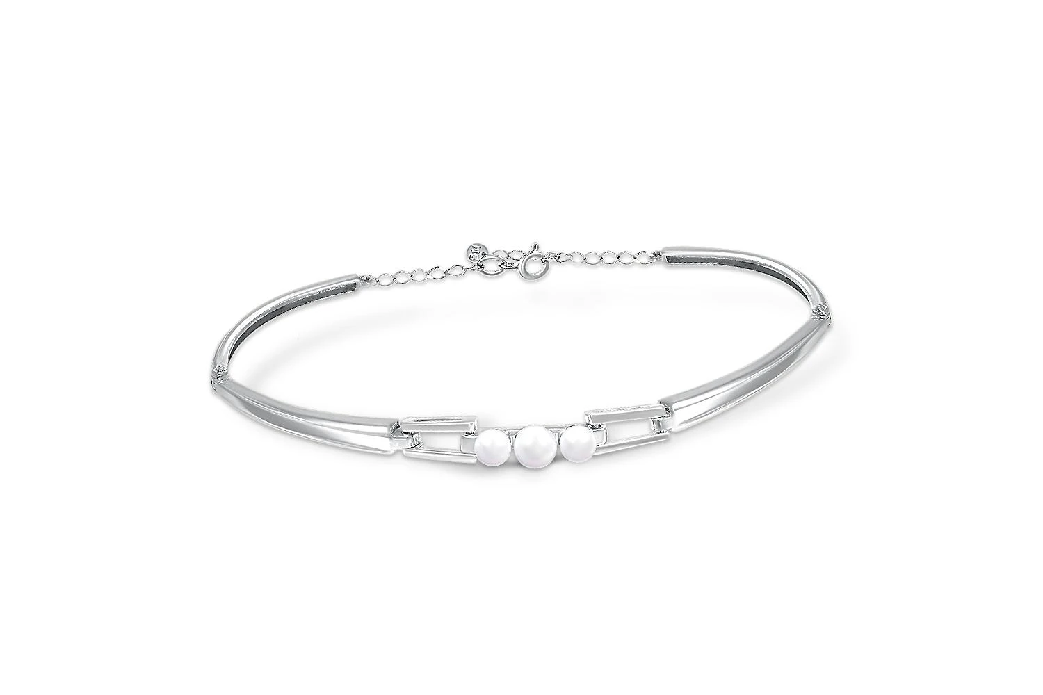 Браслет из белого золота с 3 жемчужинами