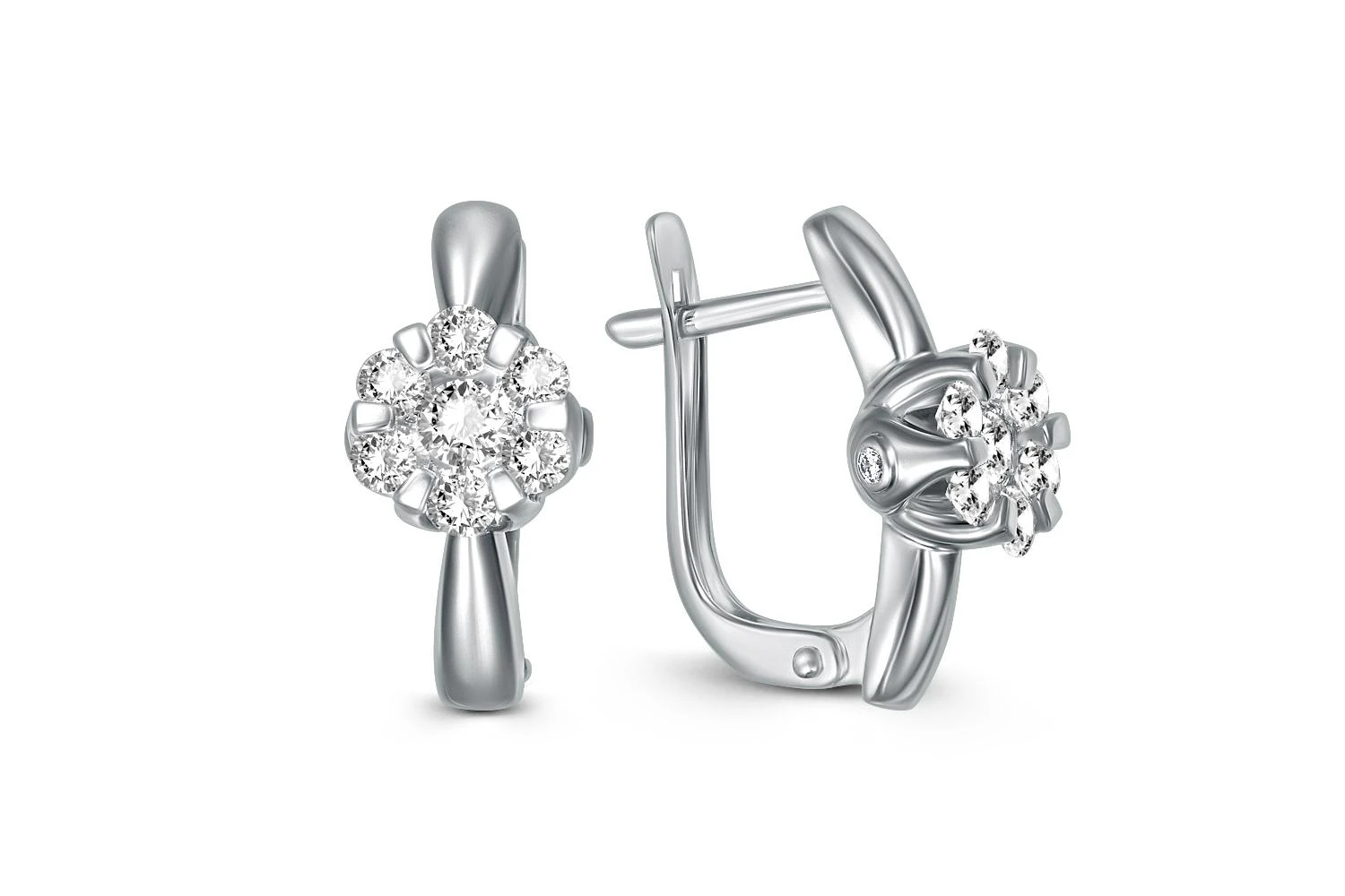 Серьги Малинки из белого золота с 18 бриллиантами