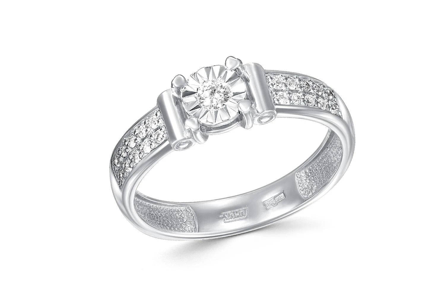 Кольцо из белого золота с 21 бриллиантами