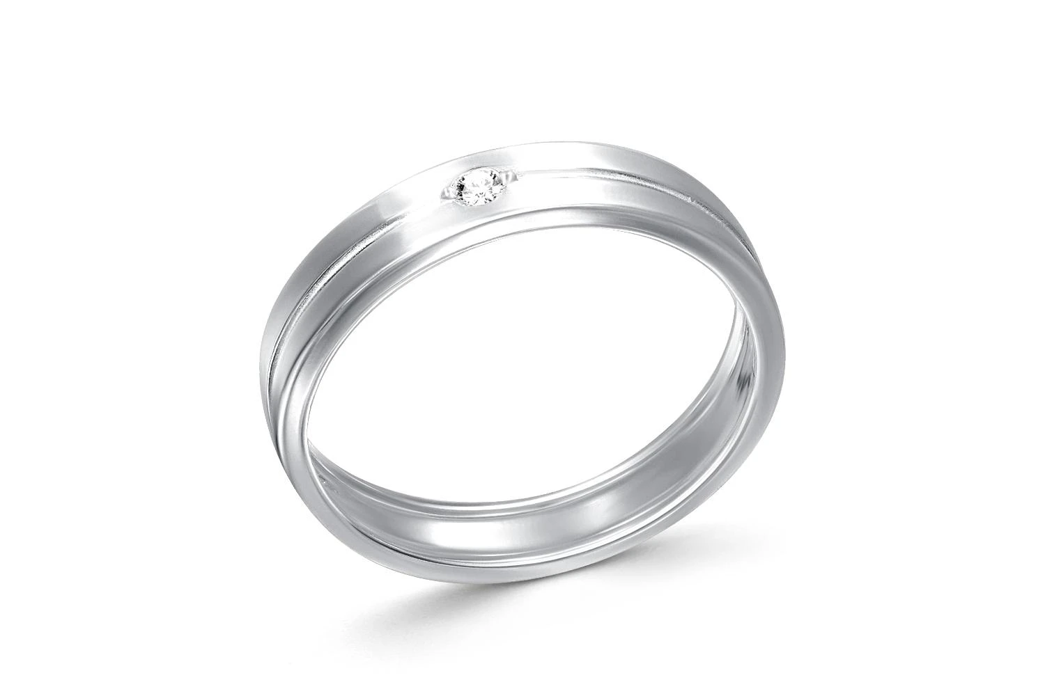 Обручальное кольцо из белого золота с бриллиантом