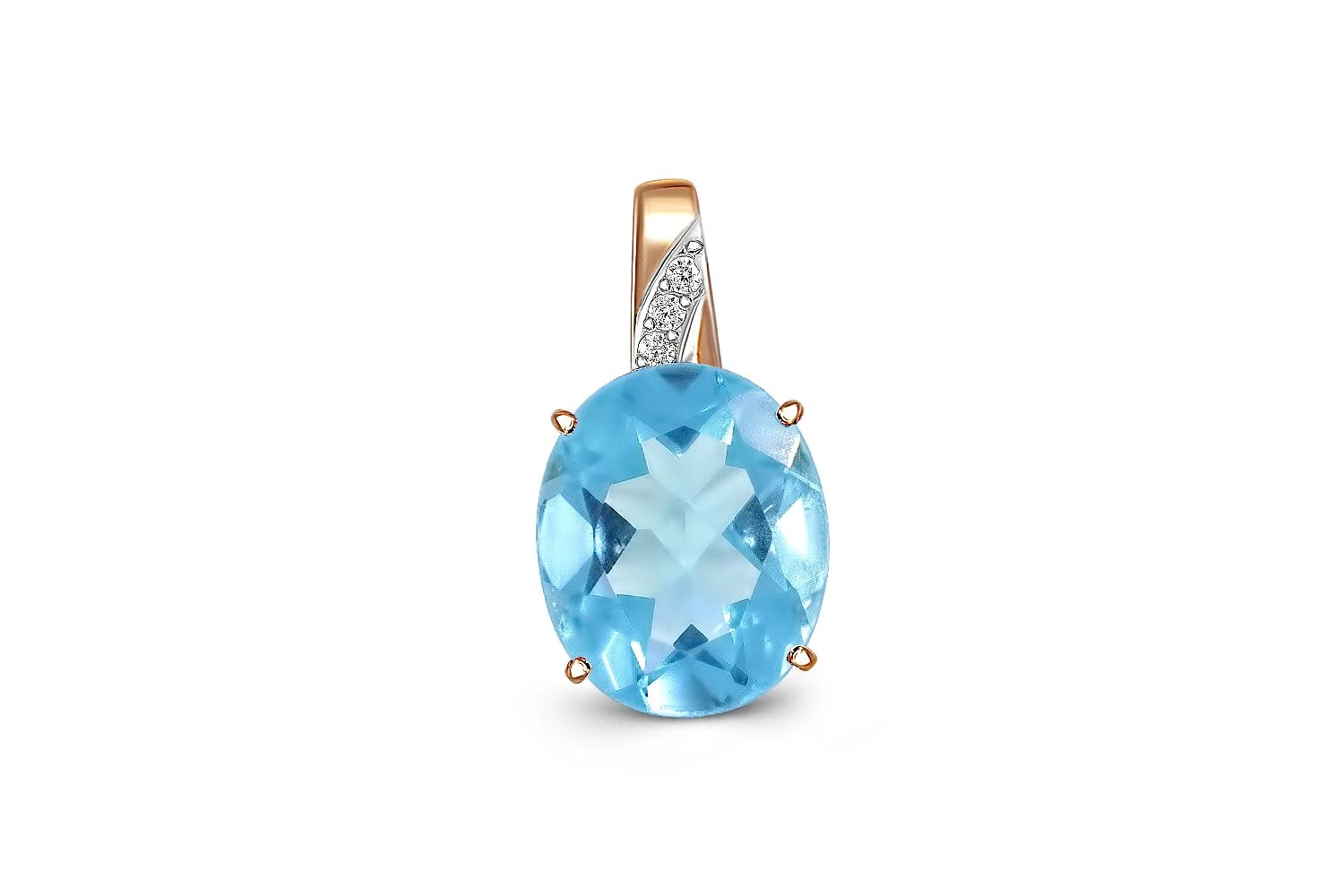Подвеска из красного золота с кварцем и 3 фианитами