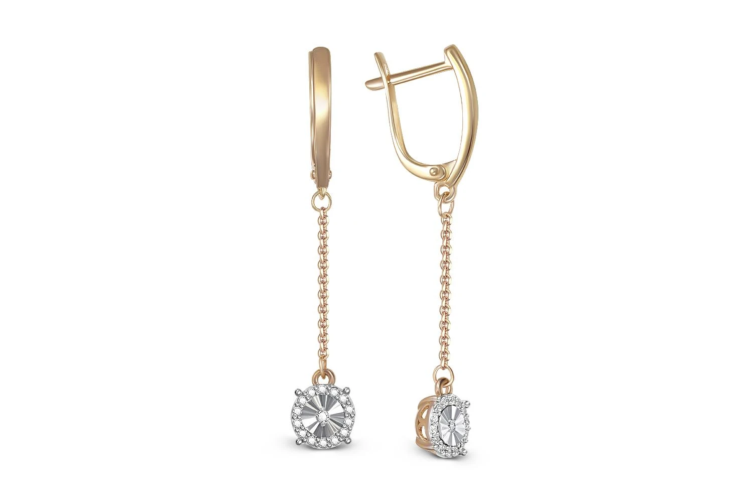 Серьги из жёлтого золота с 30 бриллиантами