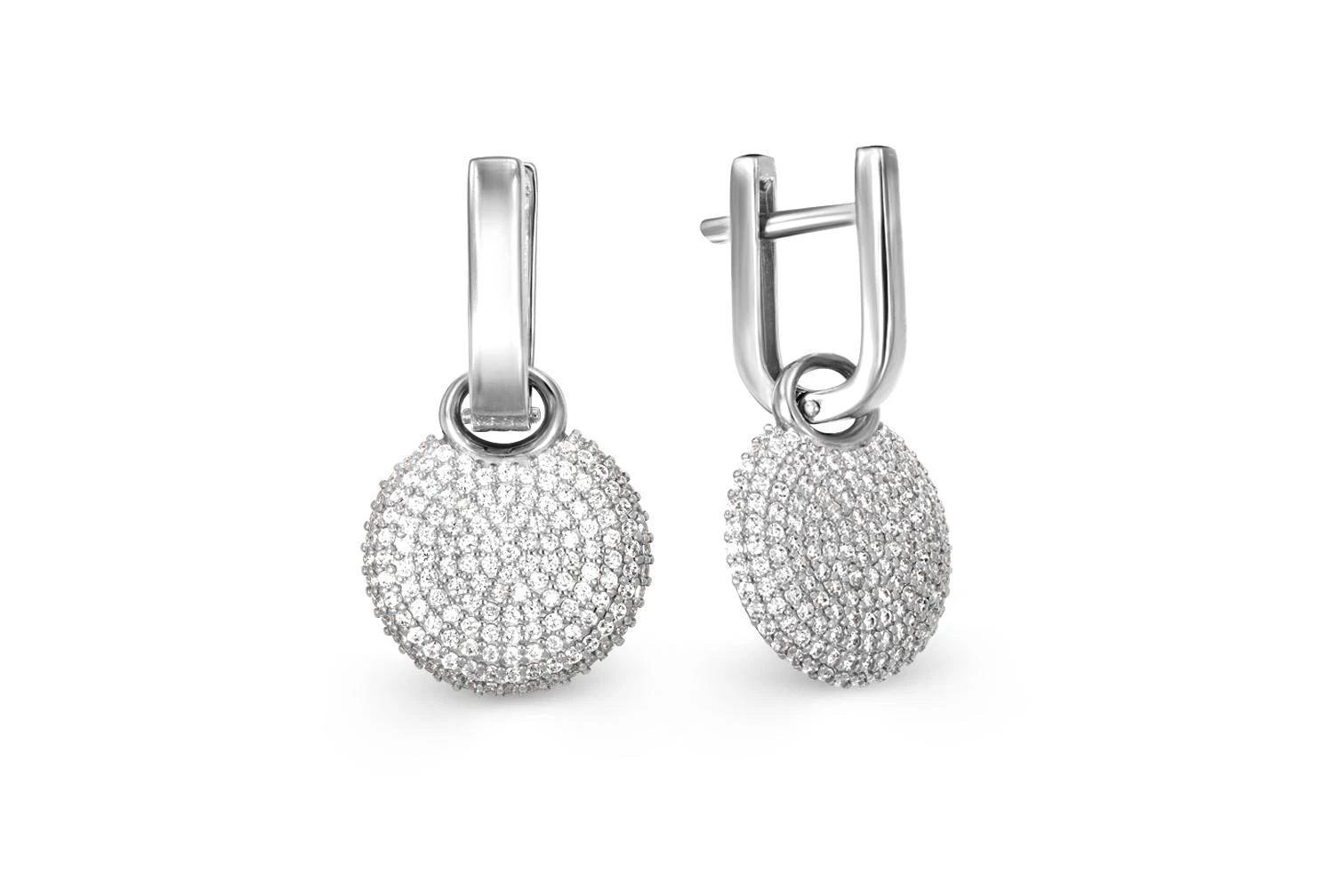 Серьги-трансформеры из белого золота с 304 фианитами