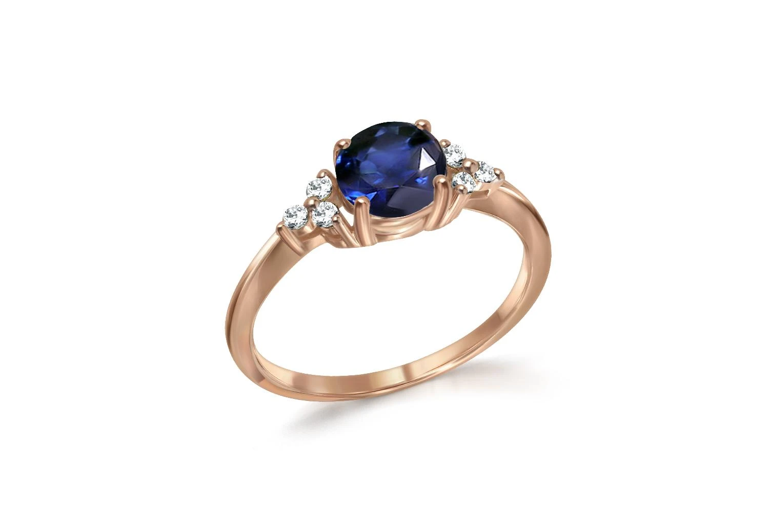 Кольцо из красного золота с сапфиром и 6 бриллиантами