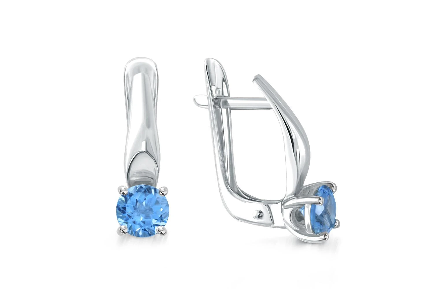 Серьги из белого золота с 2 топазами swiss