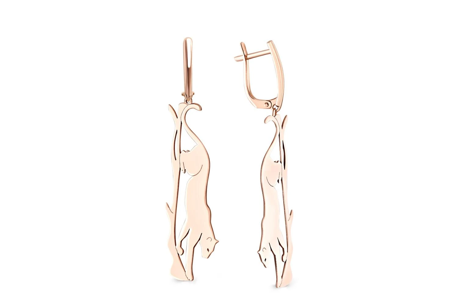 Серьги Кошки из красного золота без вставок