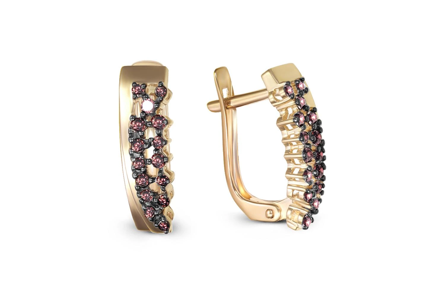 Серьги из жёлтого золота с 12 бриллиантами и 18 фианитами