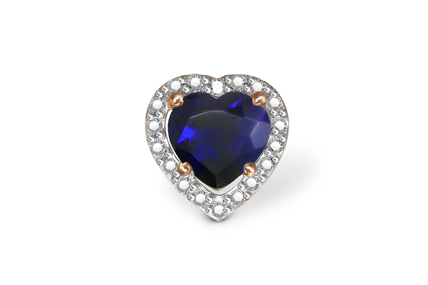 Подвеска Сердце из красного золота с корундом и 18 бриллиантами