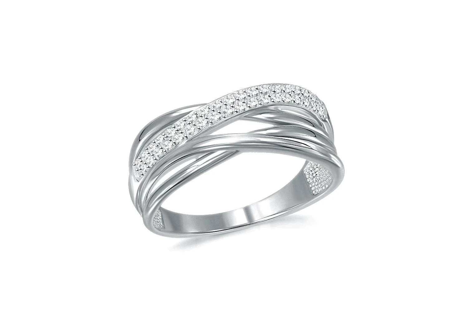 Кольцо из белого золота с 37 фианитами