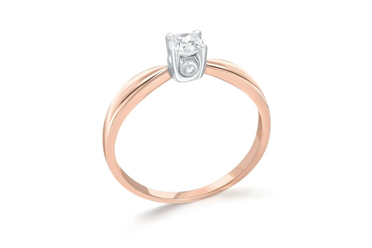 Кольцо из красного золота с 3 бриллиантами