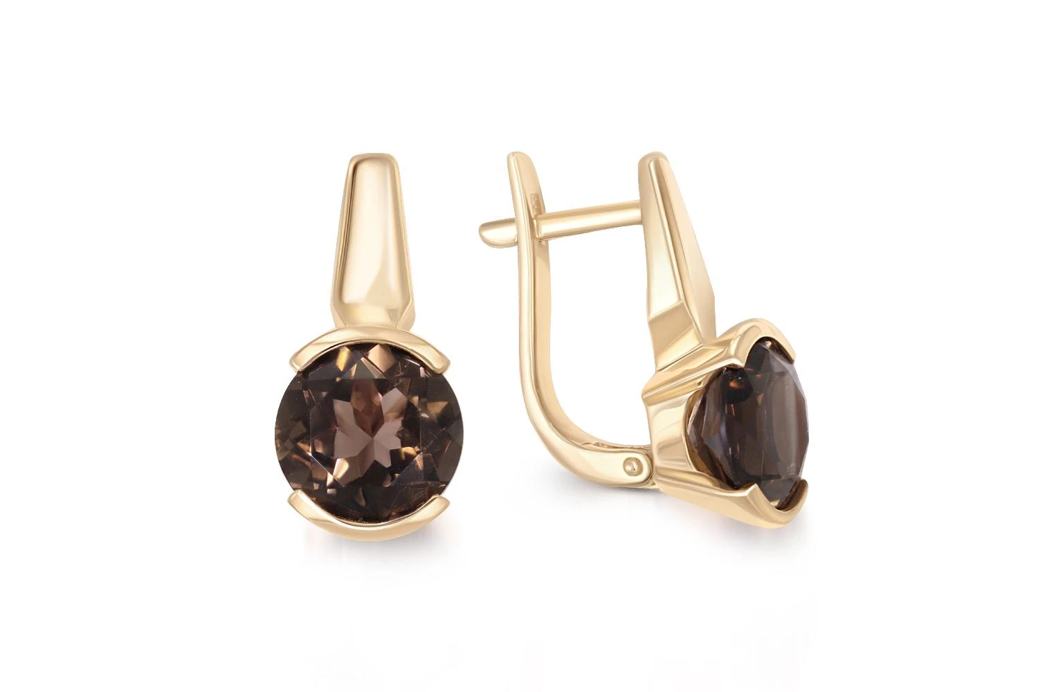 Серьги из жёлтого золота с 2 раухтопазами