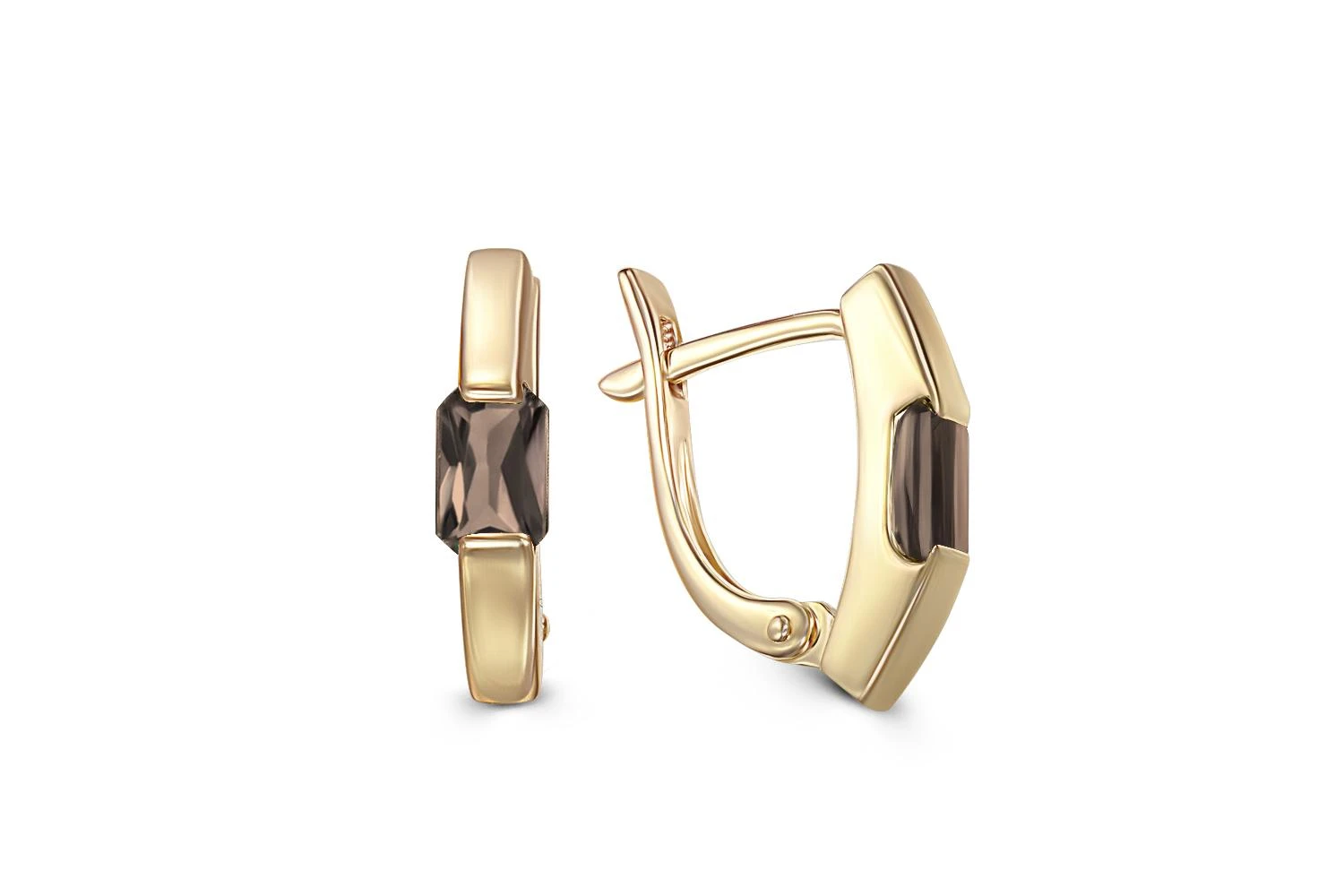 Серьги из жёлтого золота с 2 раухтопазами