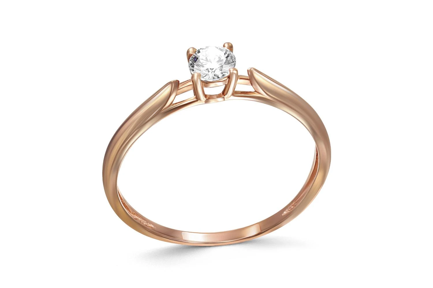 Кольцо помолвочное из красного золота с бриллиантом