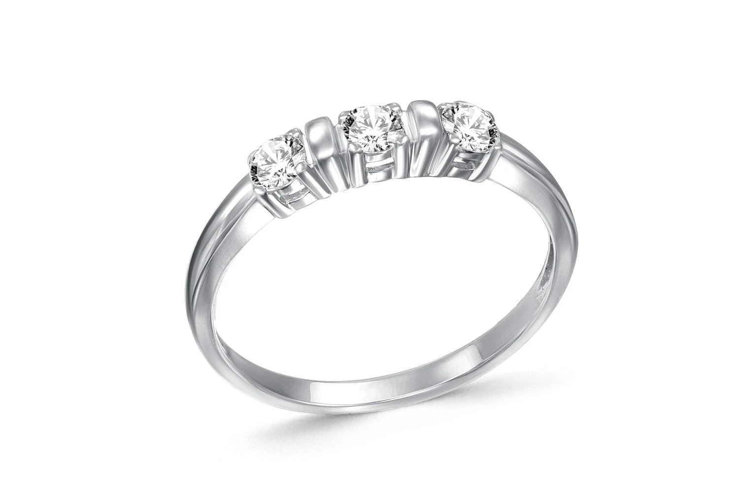 Кольцо из белого золота с 3 бриллиантами