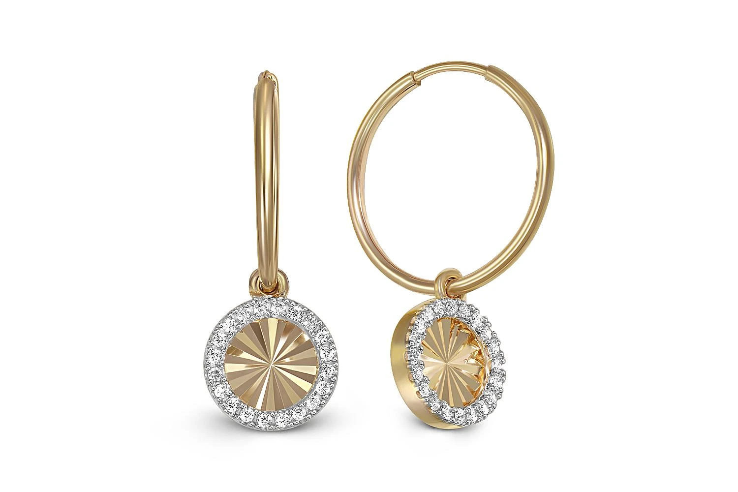 Серьги из жёлтого золота с 40 фианитами