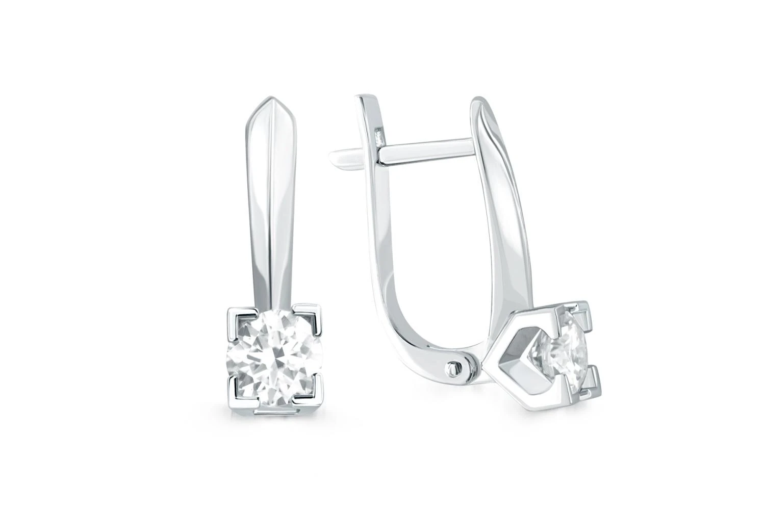 Серьги из белого золота с 2 муассанитами