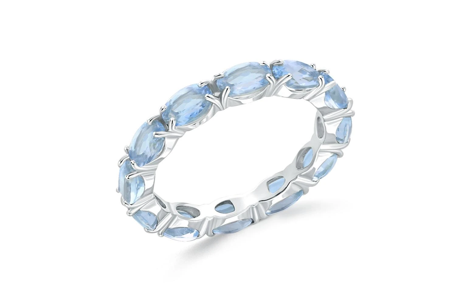 Кольцо Дорожка из белого золота с 12 топазами sky