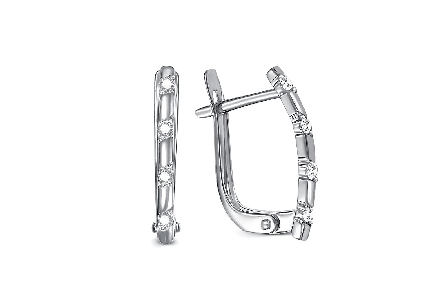 Серьги Дорожки из белого золота с 8 фианитами