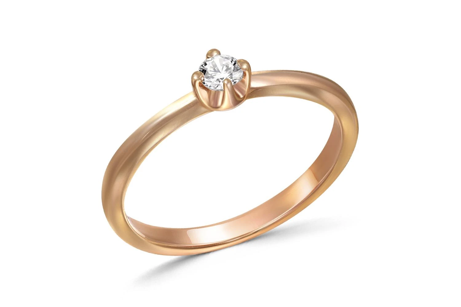 Кольцо из красного золота с бриллиантом