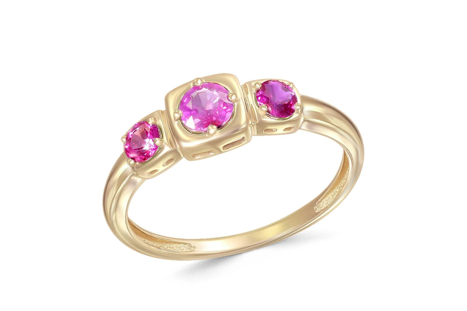 Кольцо из жёлтого золота с 3 рубинами