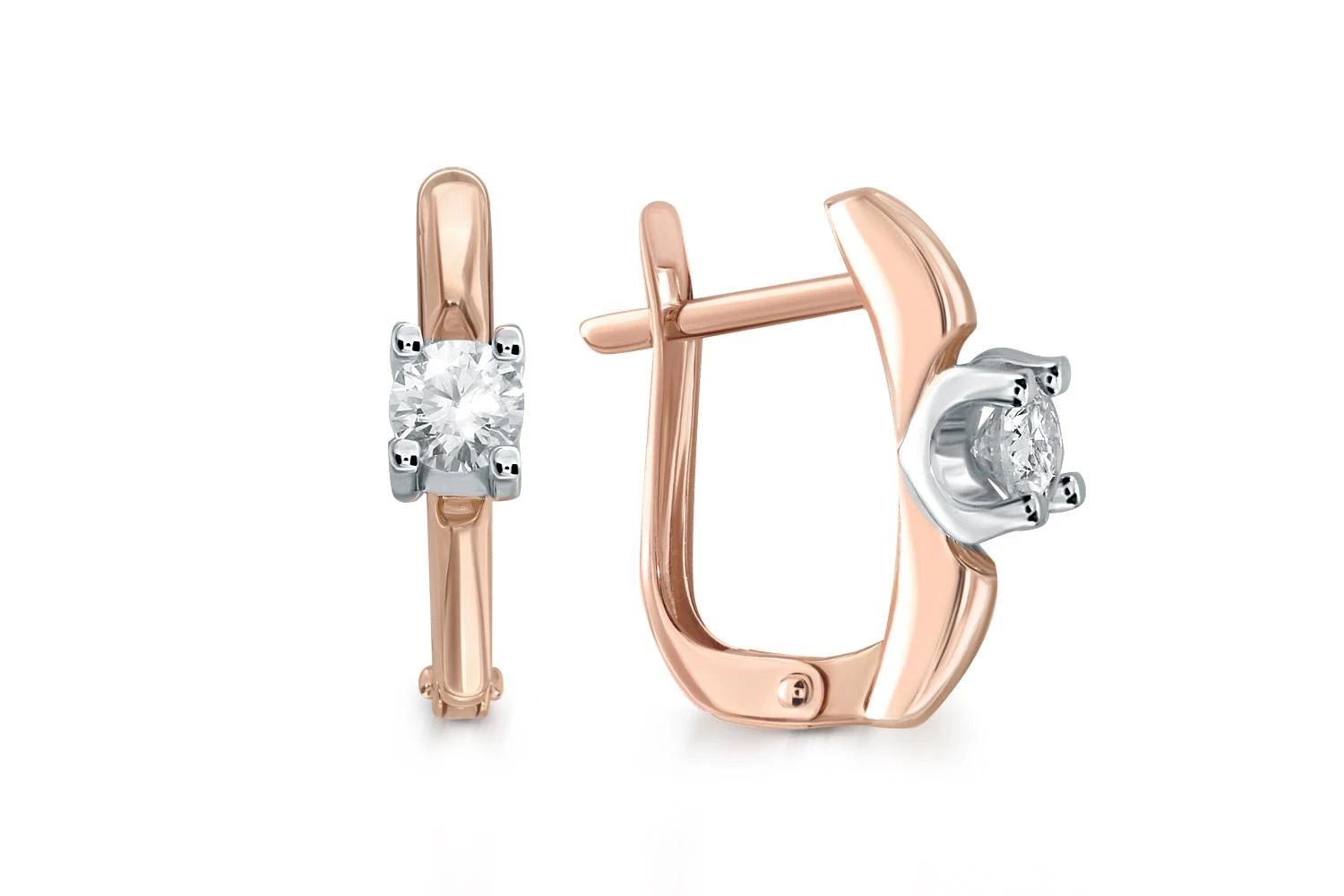 Серьги из красного золота с 2 муассанитами