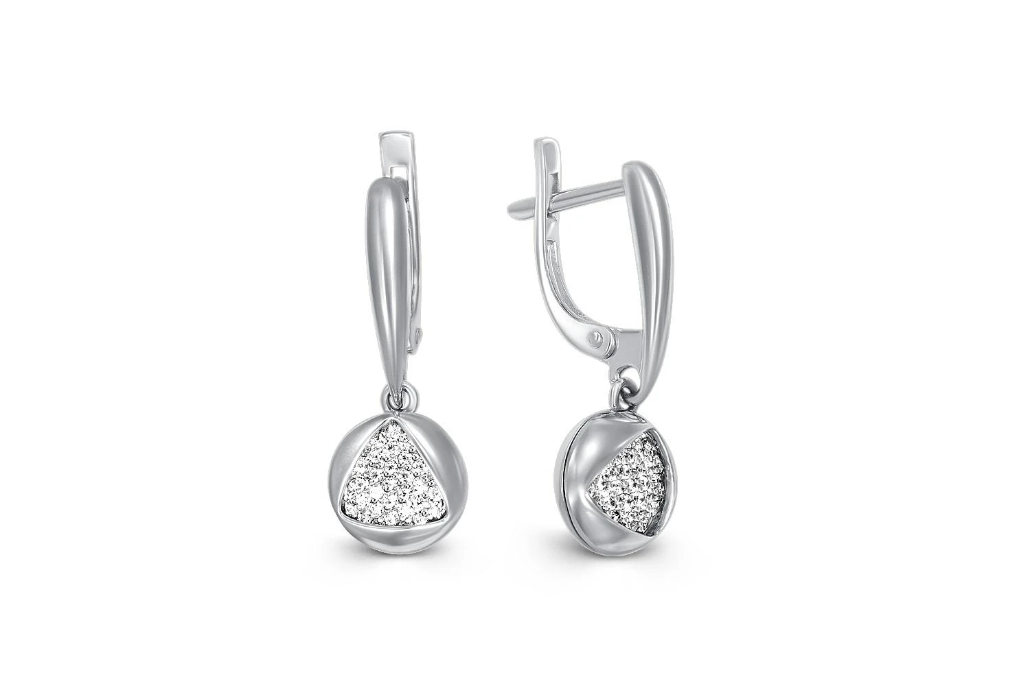 Серьги из белого золота с 68 фианитами