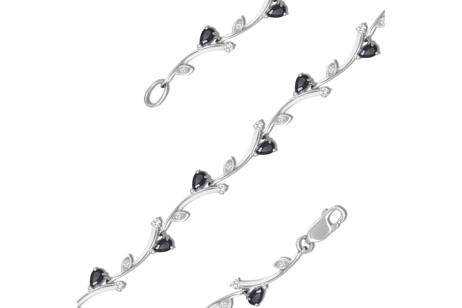 Браслет Дорожка из белого золота с 10 сапфирами и 20 бриллиантами
