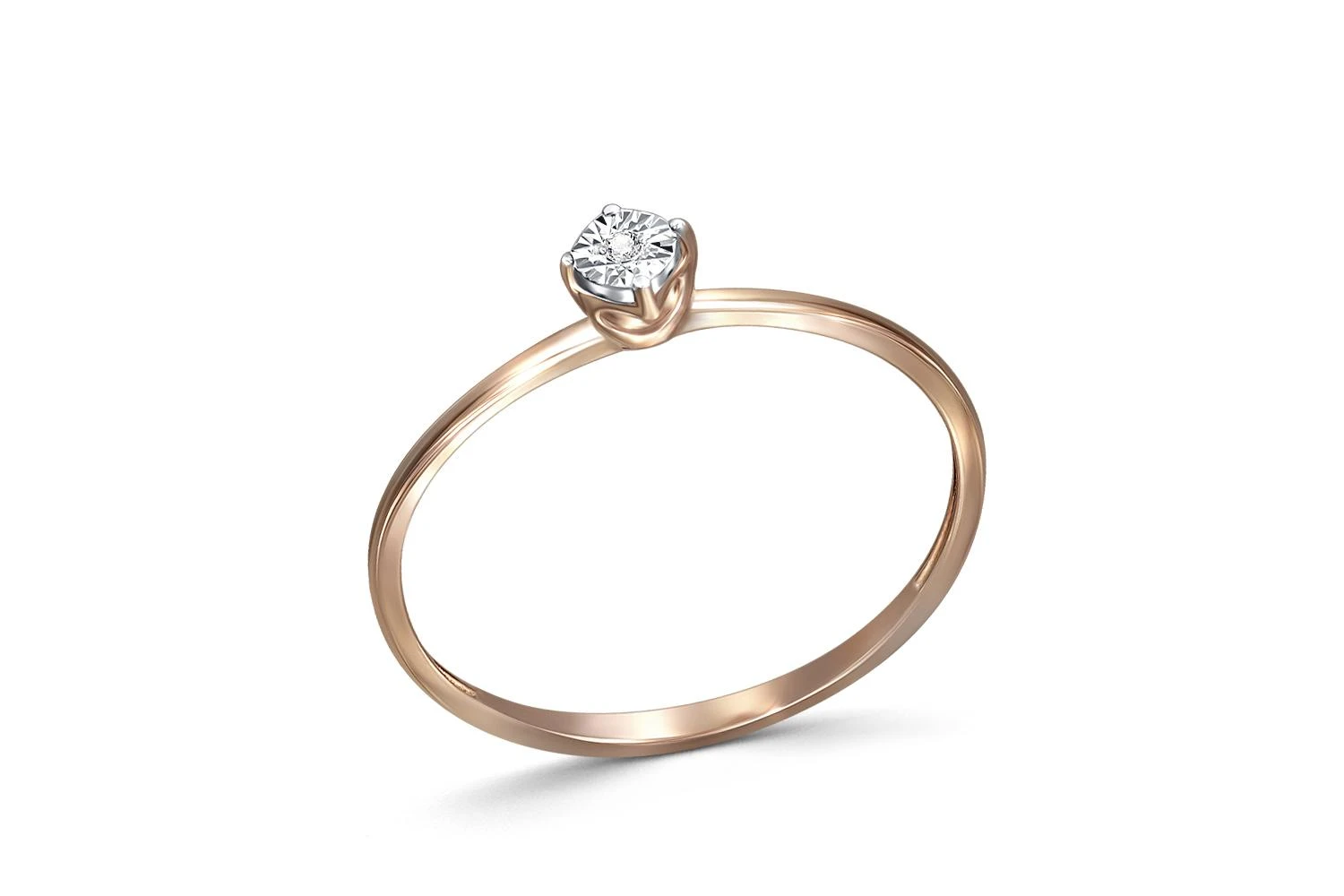 Кольцо из красного золота с бриллиантом