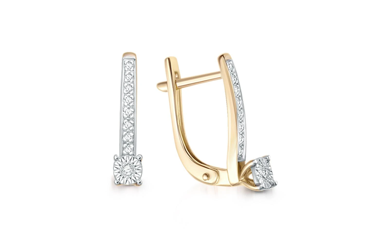 Серьги из жёлтого золота с 18 бриллиантами