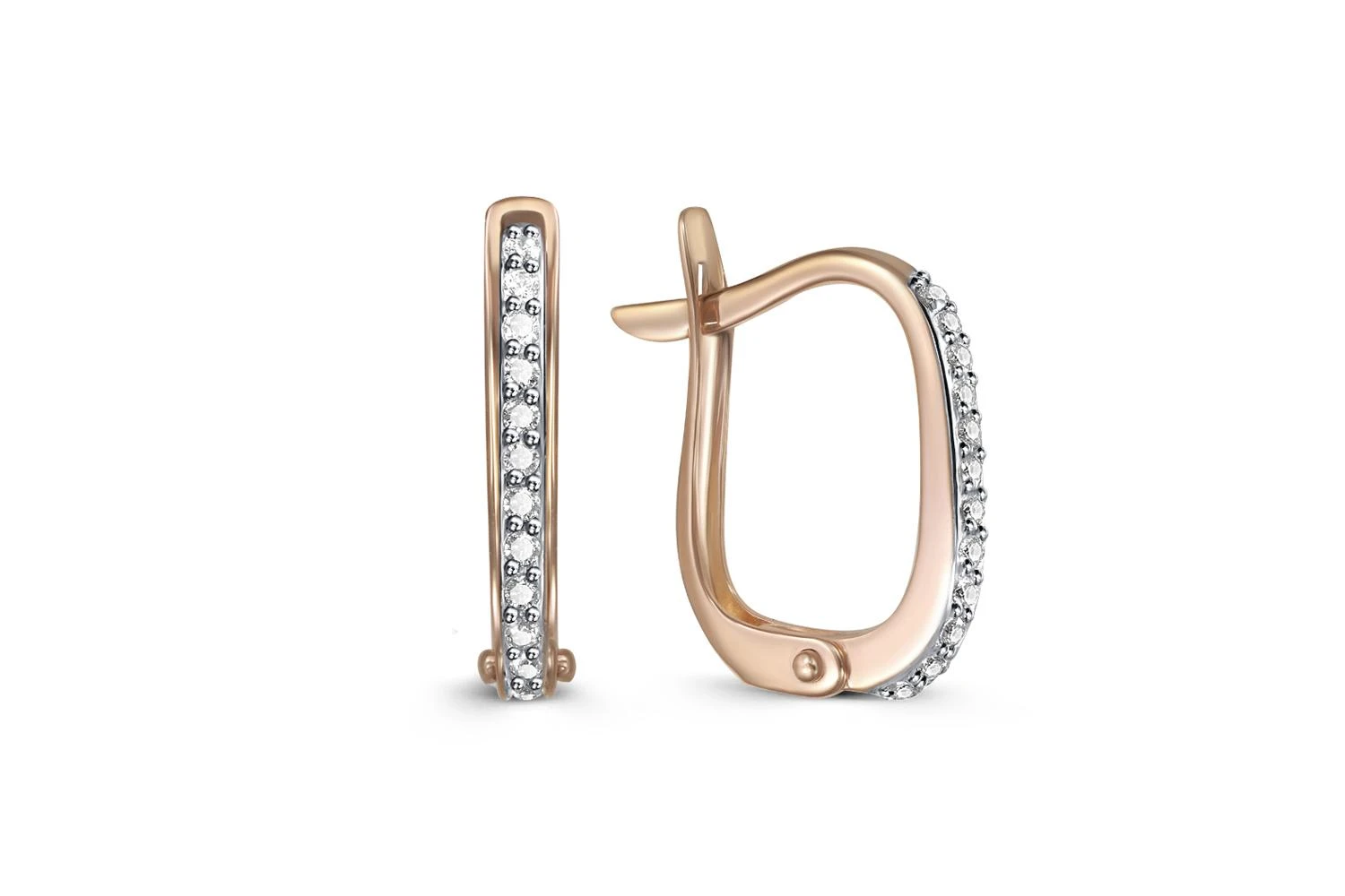 Основа серёг-трансформеров Дорожки из красного золота с 24 фианитами