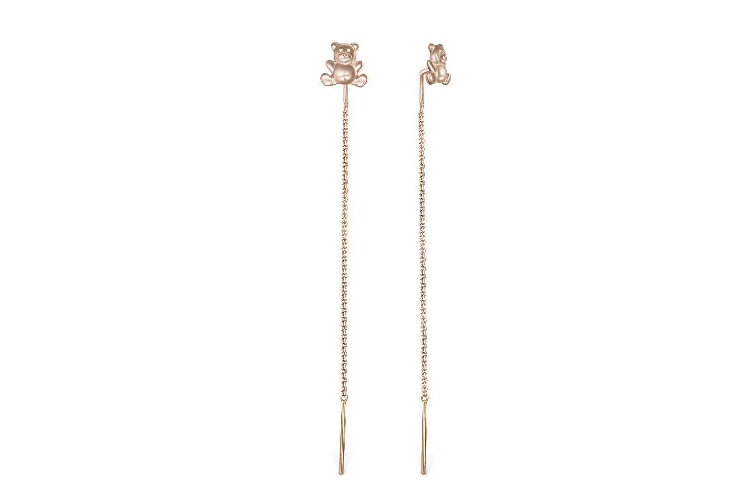 Серьги-продёвки Мишки из красного золота без вставок
