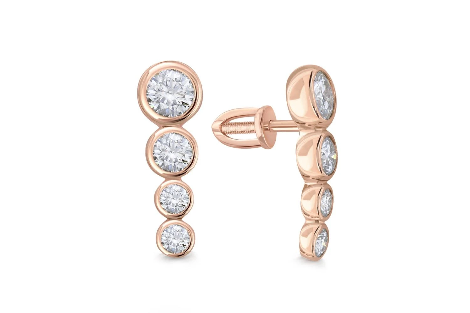 Серьги-пусеты Дорожки из красного золота с 8 муассанитами