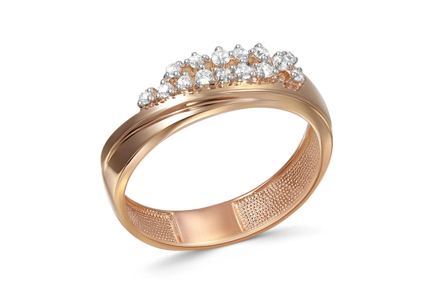 Кольцо из красного золота с 15 фианитами