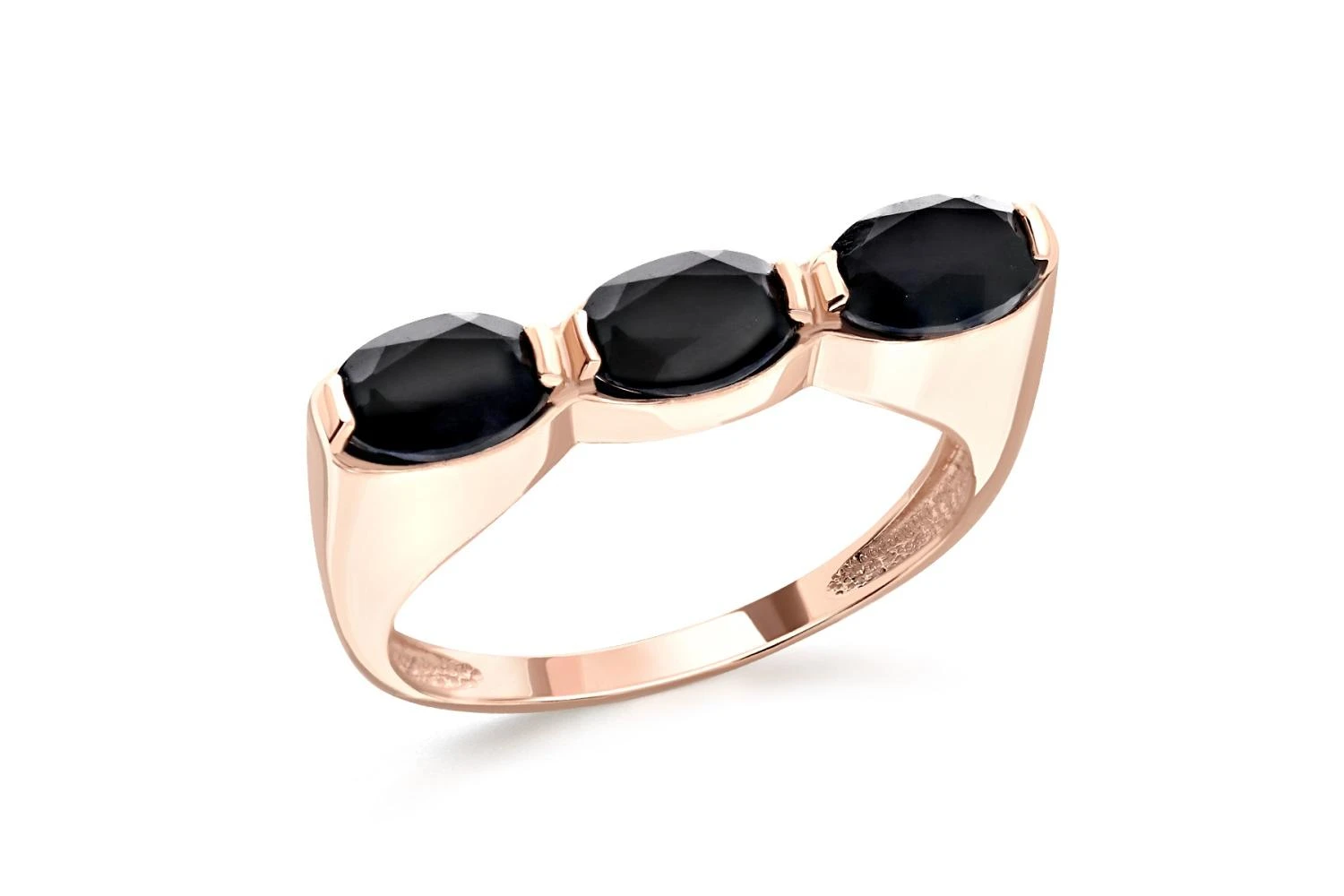 Кольцо из красного золота с 3 агатами