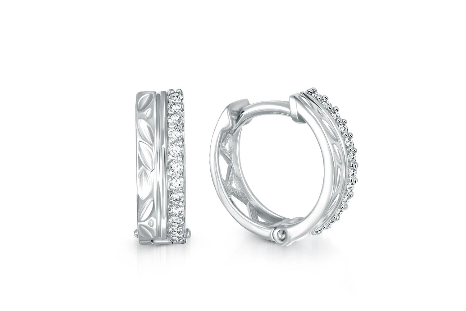 Серьги из белого золота с 24 фианитами