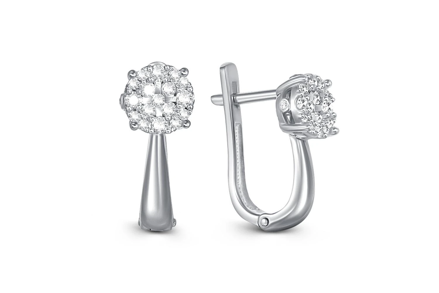 Серьги Малинки из белого золота с 40 бриллиантами