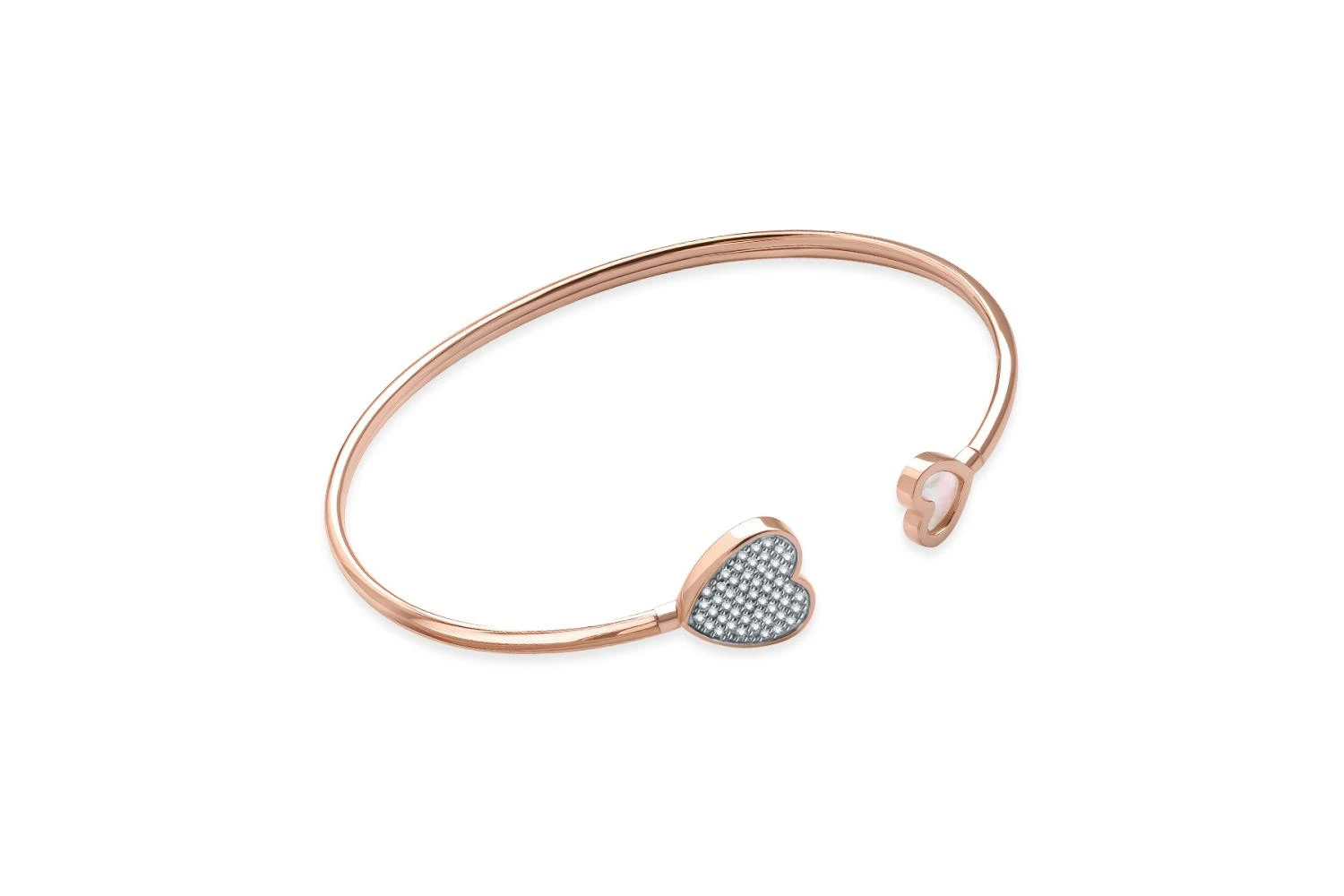 Браслет Сердце из красного золота с перламутром и 51 фианитами