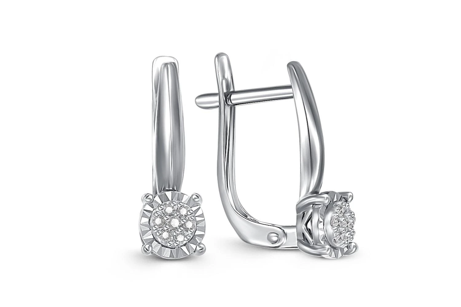 Серьги Малинки из белого золота с 14 бриллиантами
