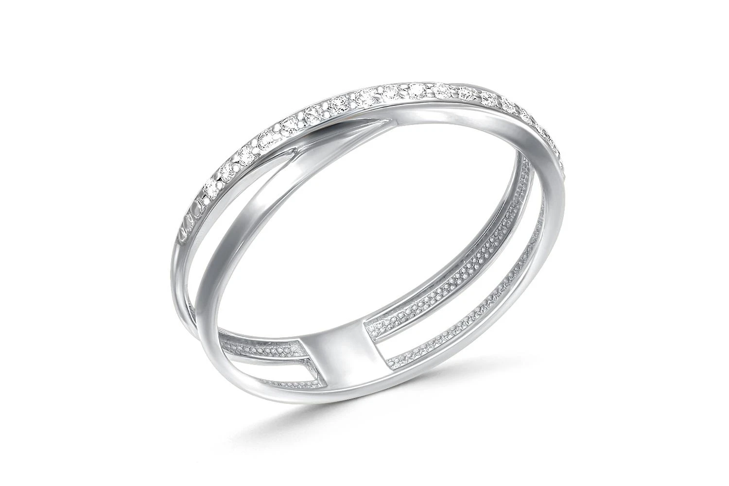 Кольцо Дорожка из белого золота с 17 фианитами