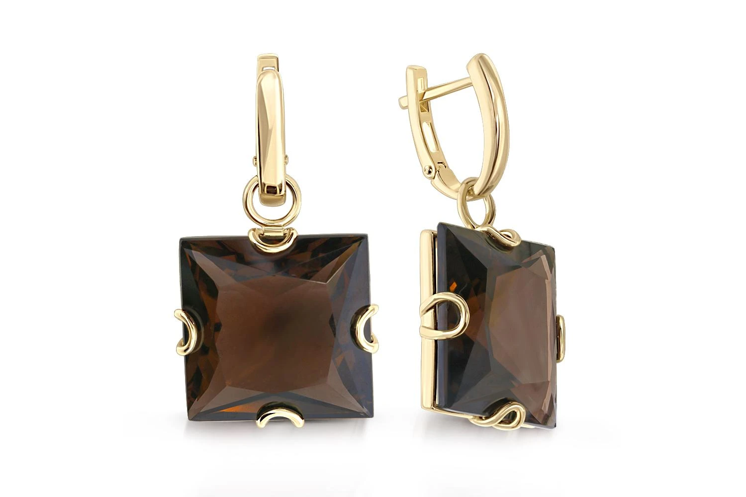 Серьги-трансформеры из жёлтого золота с 2 наноситалами