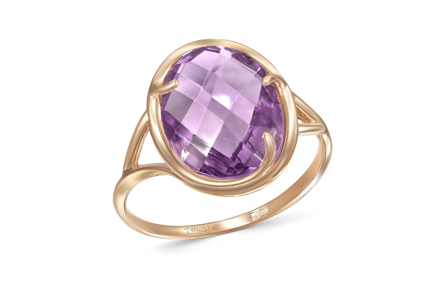 Кольцо из красного золота с аметистом