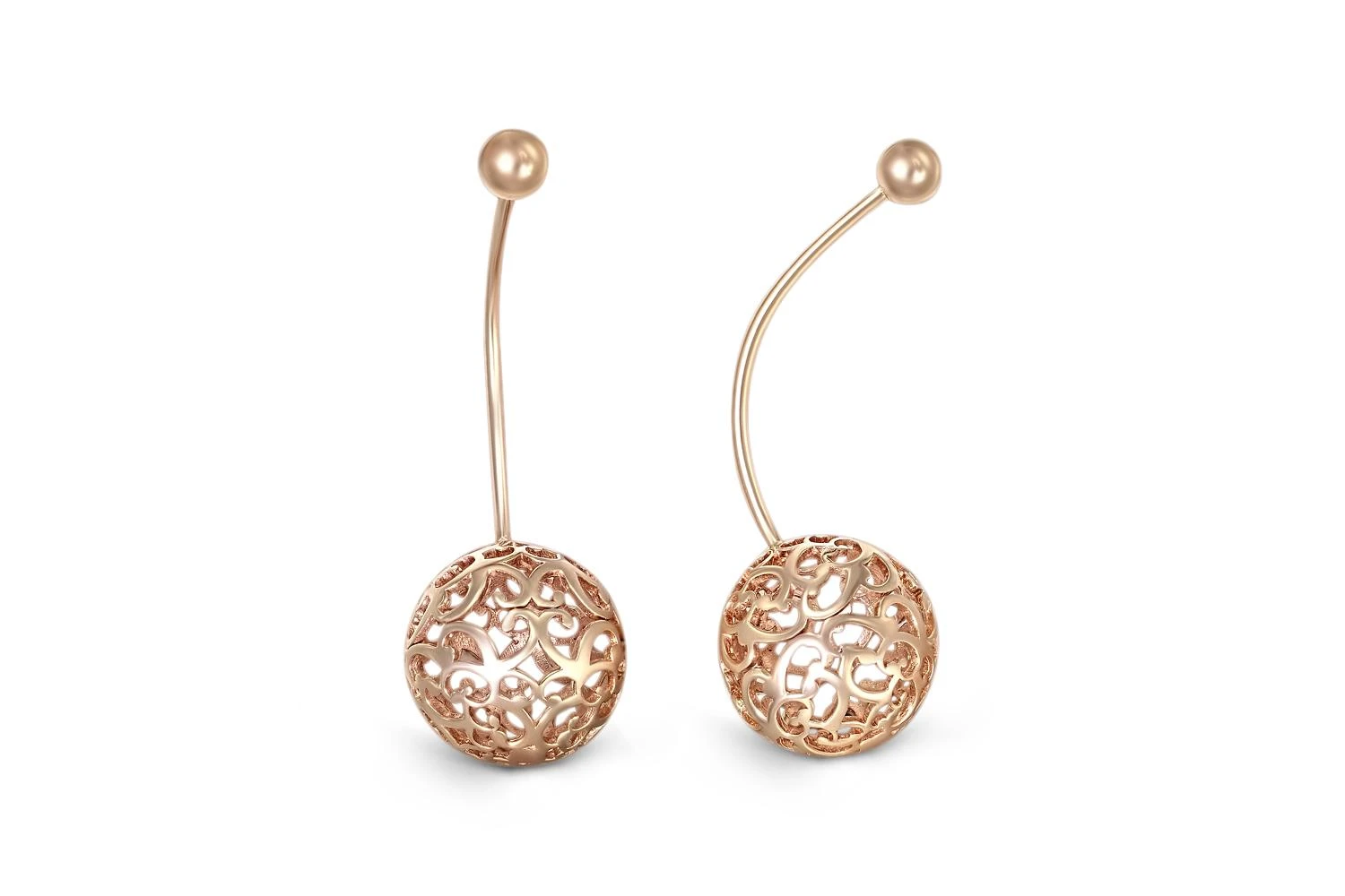 Серьги Шары из красного золота без вставок