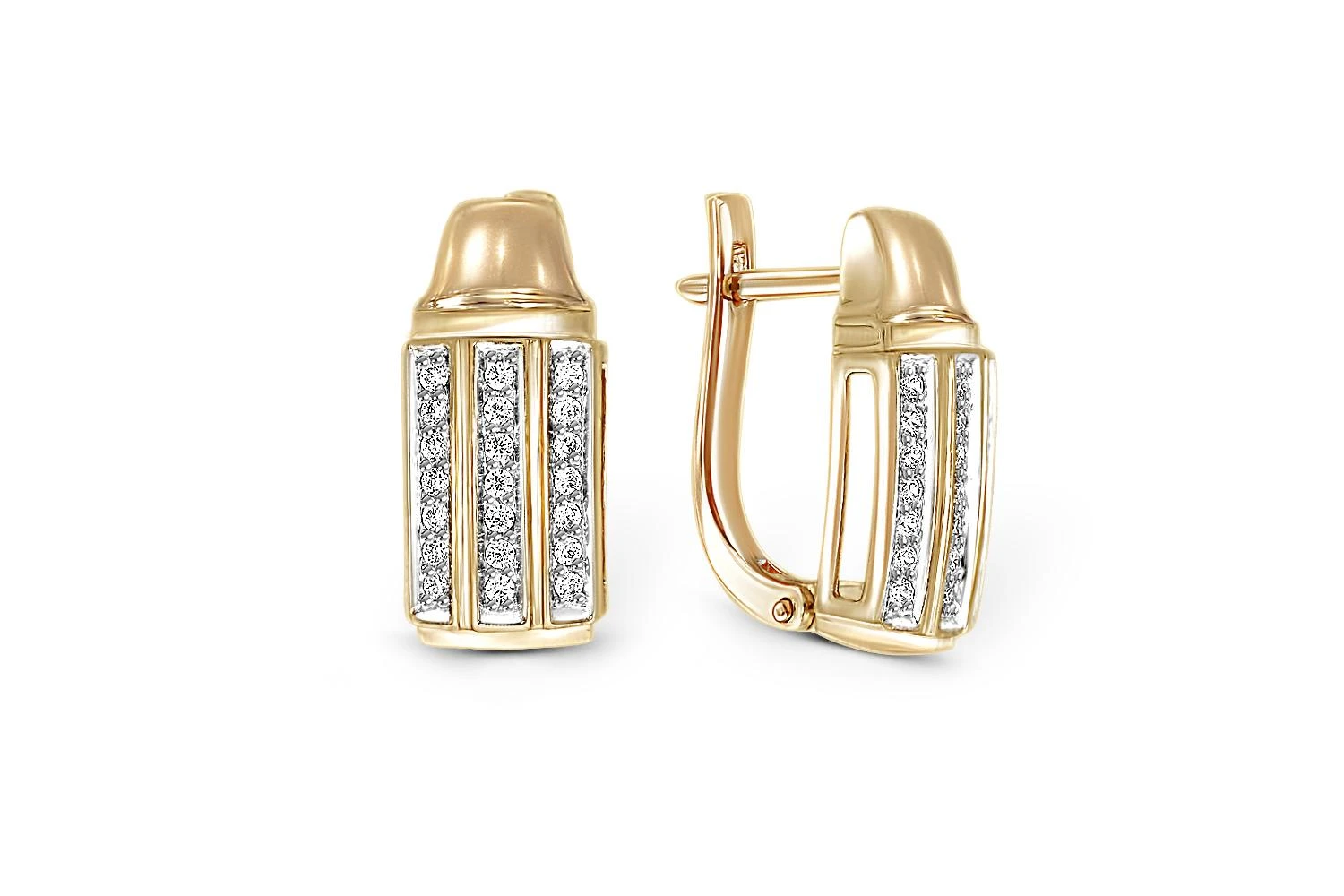 Серьги из жёлтого золота с 42 фианитами