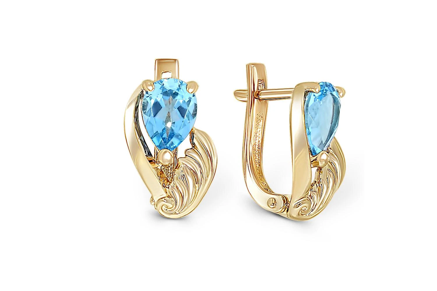 Серьги из жёлтого золота с 2 топазами swiss