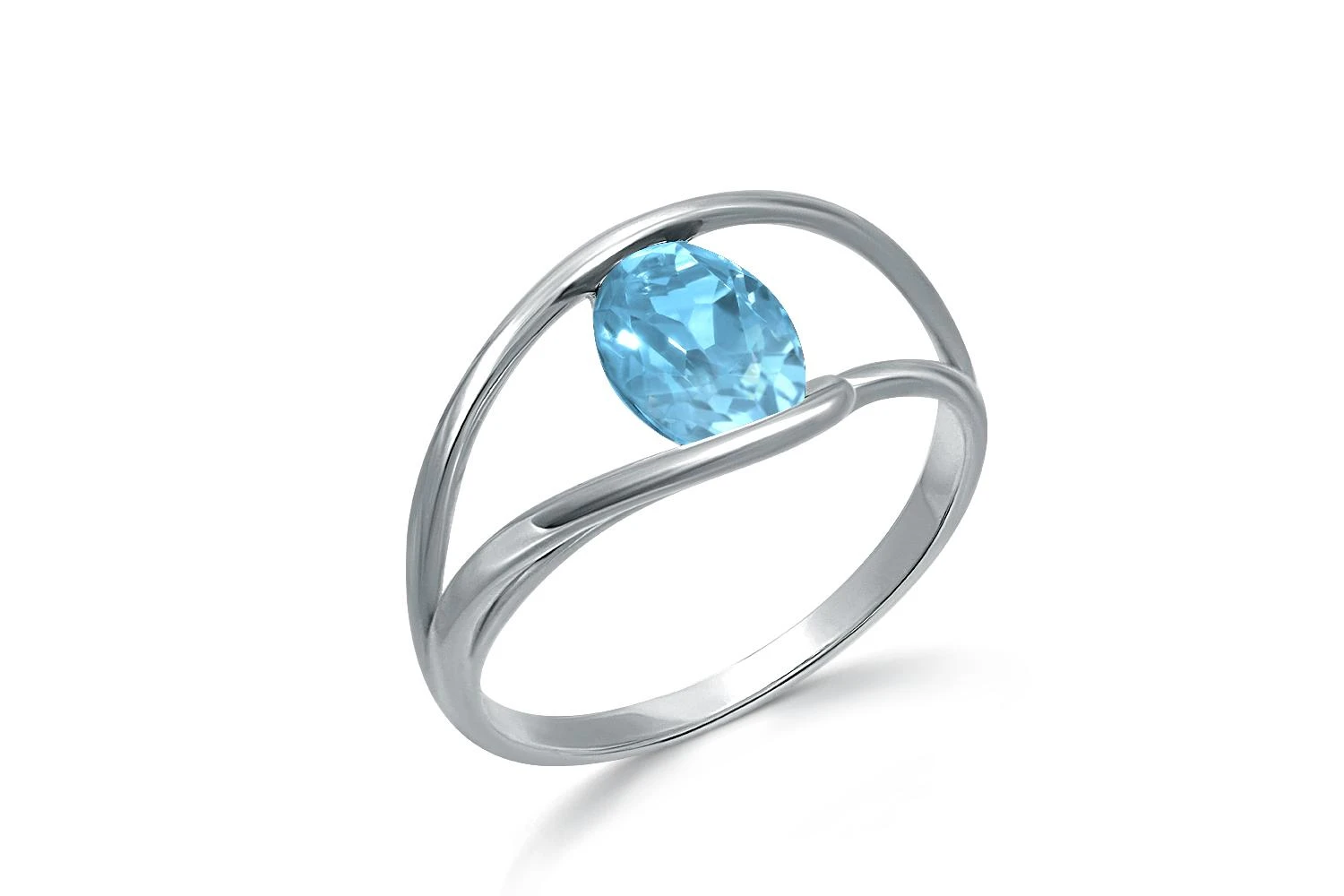 Кольцо из белого золота с ситаллом