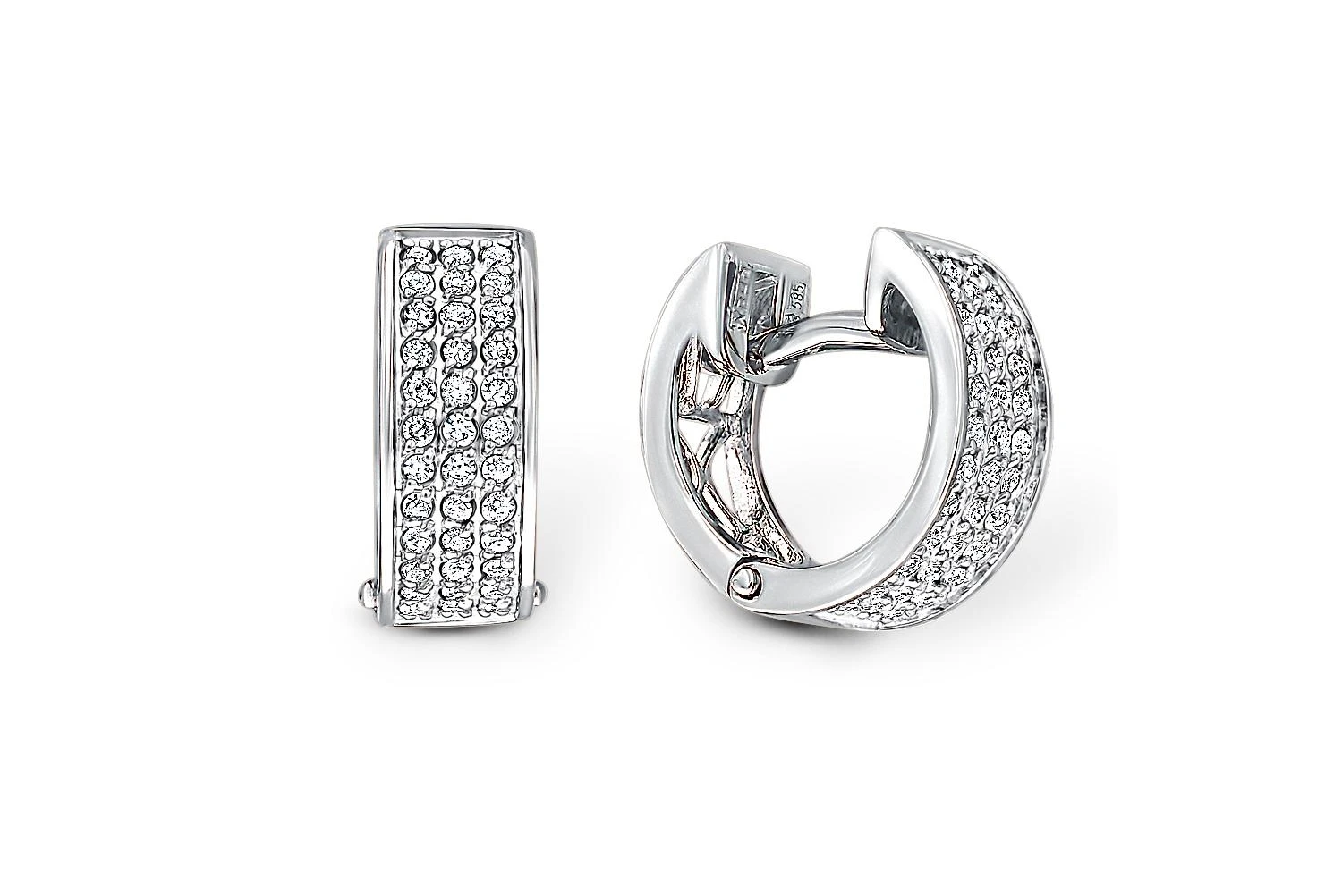 Серьги Дорожки из белого золота с 72 фианитами