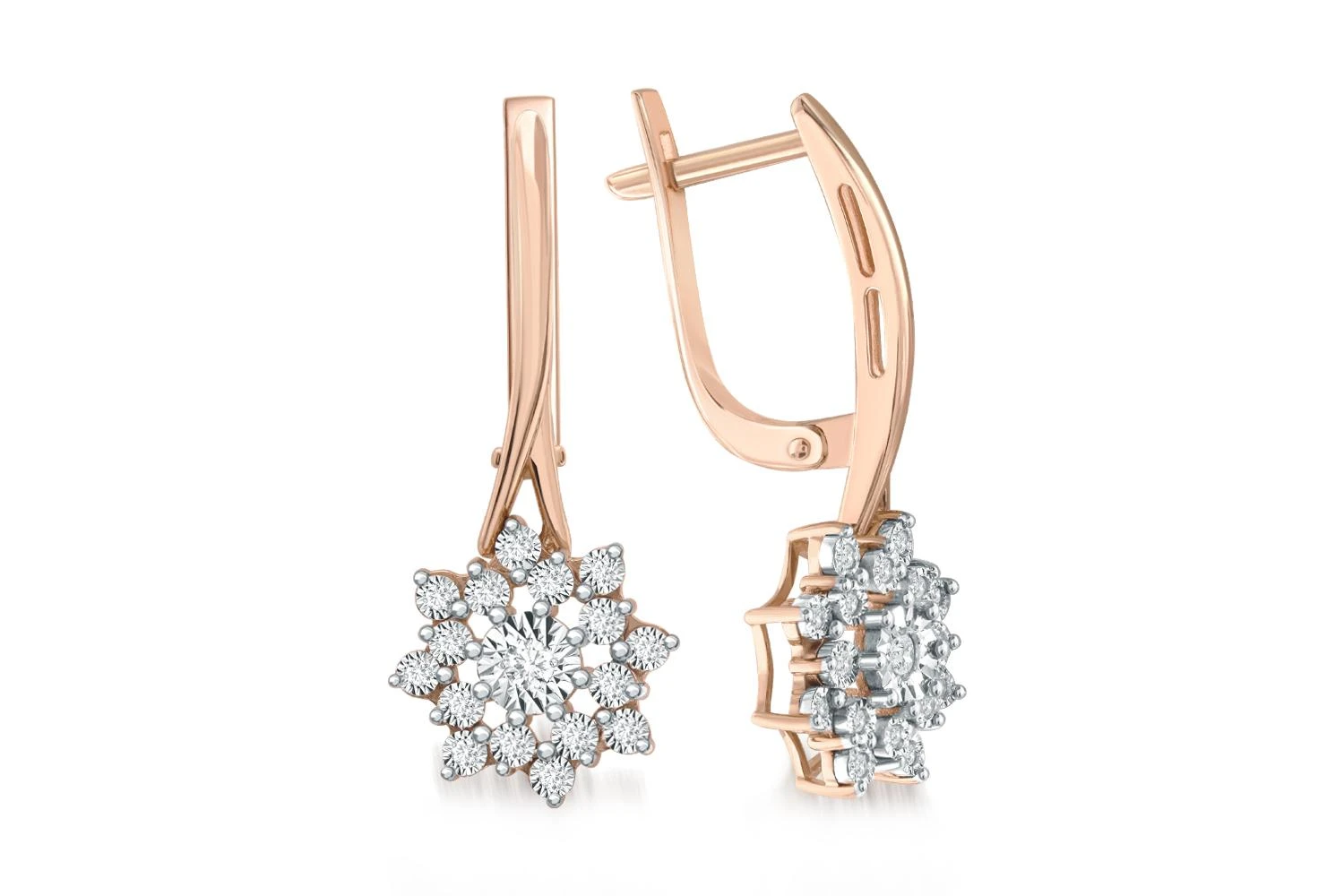 Серьги из красного золота с 34 бриллиантами