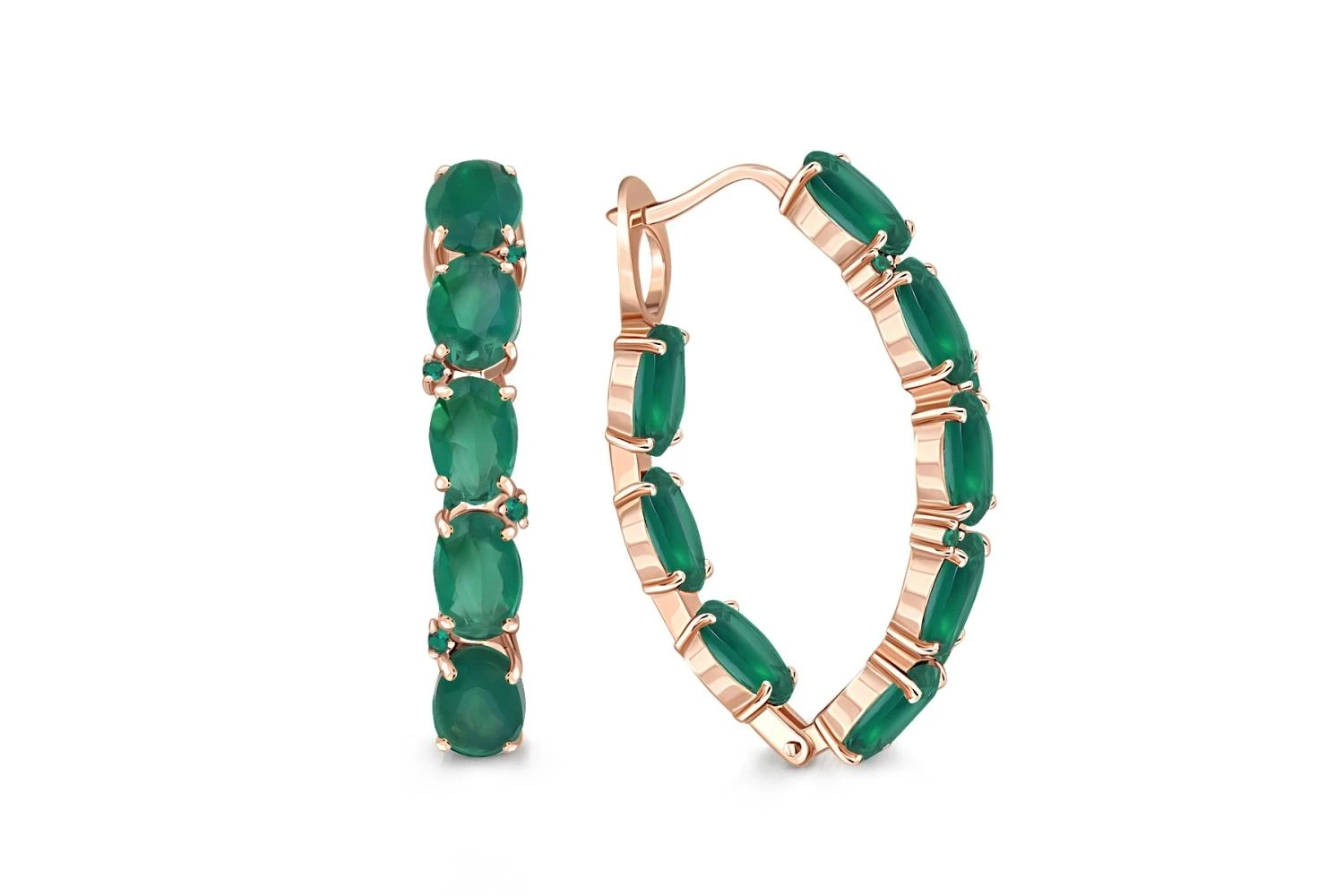 Серьги из красного золота с 24 агатами